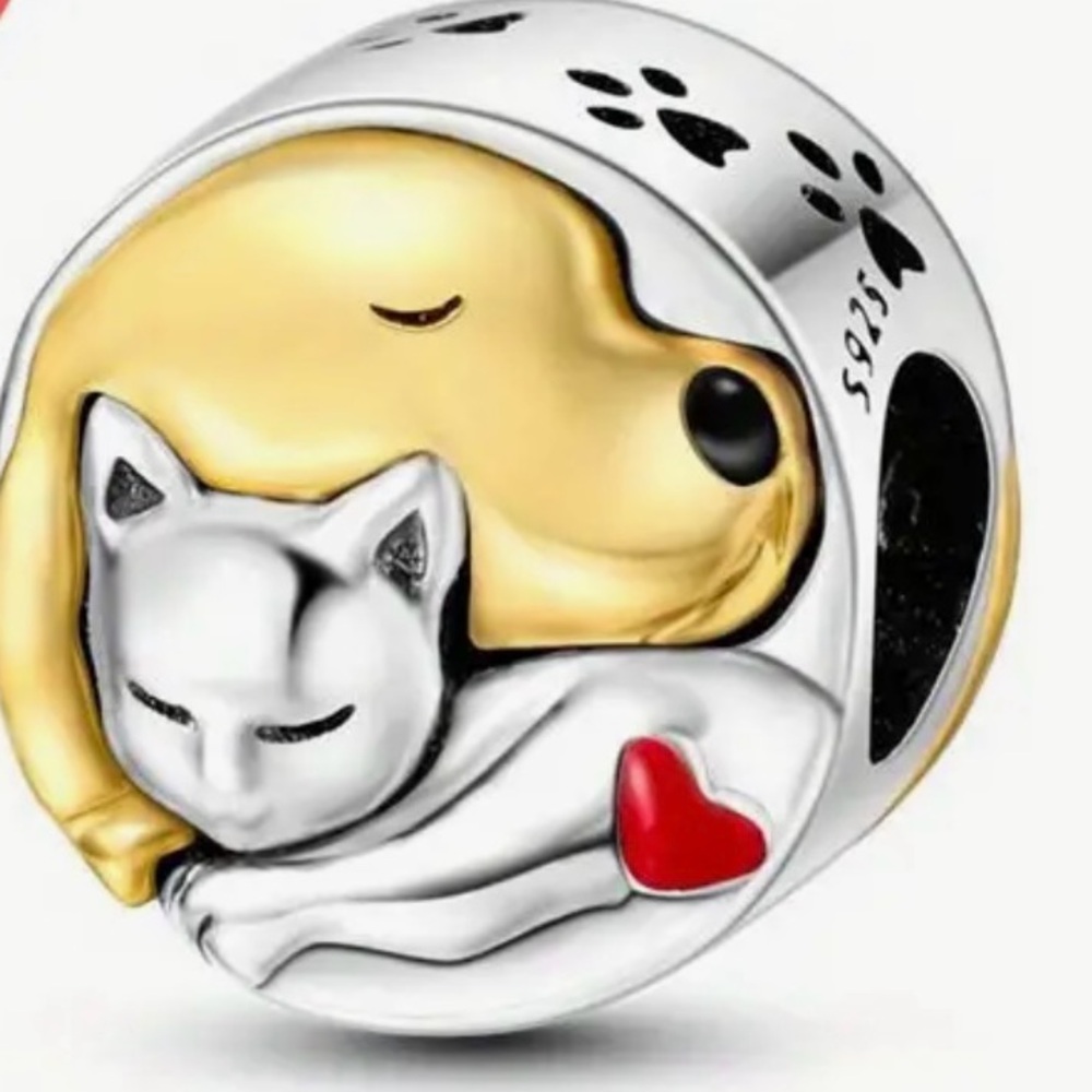 .925 silver Cat & Dog Charm NWOT